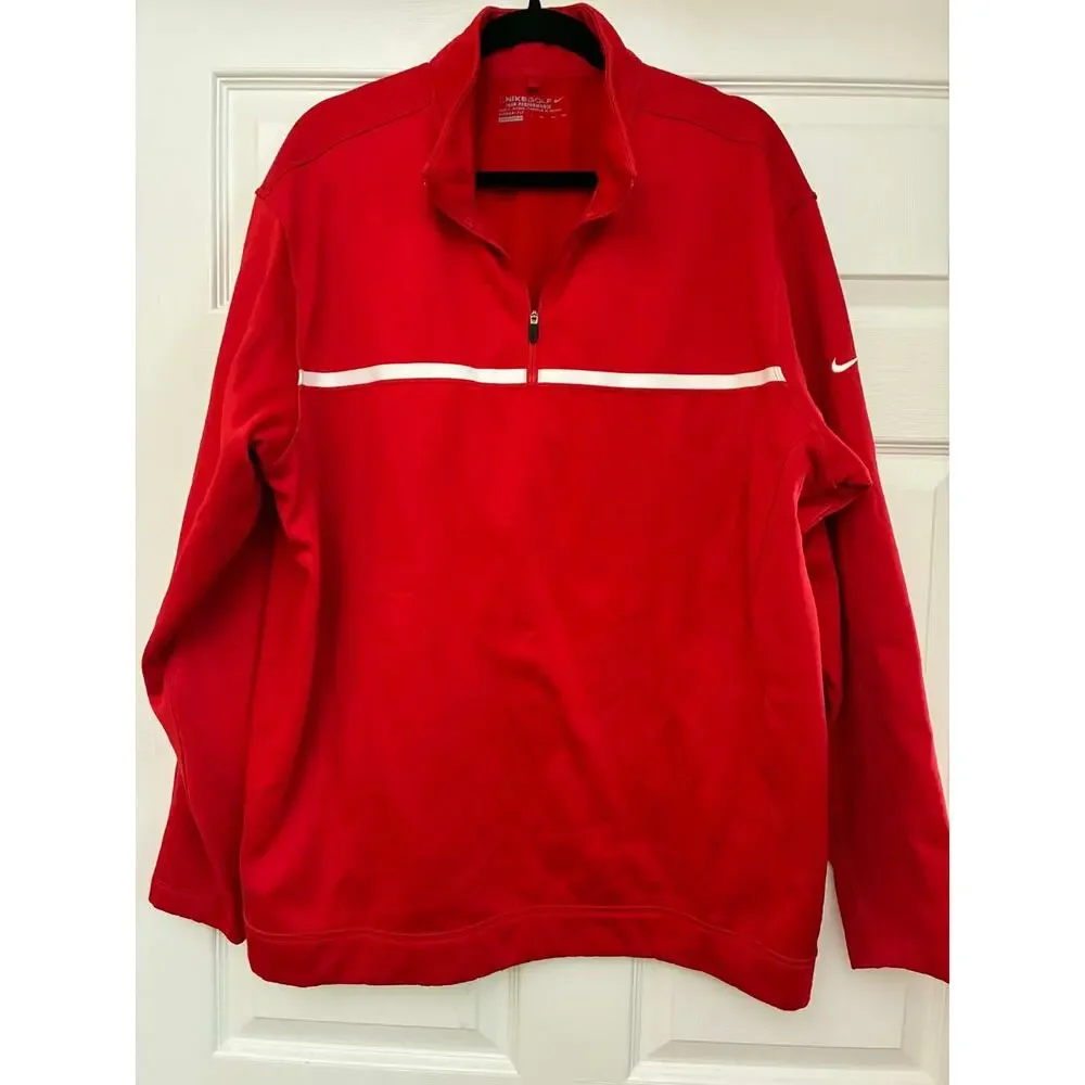 Nike Golf Tour Performance Dri-FIT Pullover Jacket 2XL Red 1/4 Zip‎ Swoosh Mens